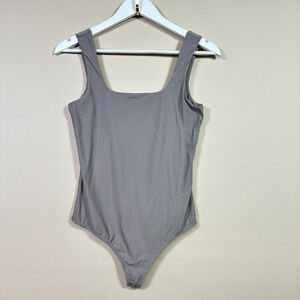 ABERCROMBIE & FITCH Gray Square Neck Sleeveless Bodysuit, Size M